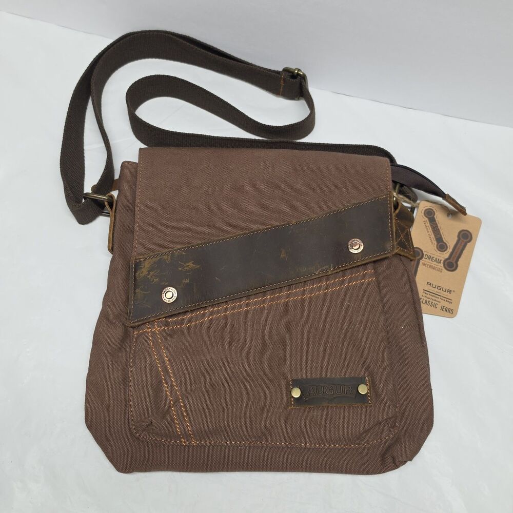 AUGUR Messenger Bag Vintage Look Canvas Shoulder Bag Crossbody Purse 9088 NWT
